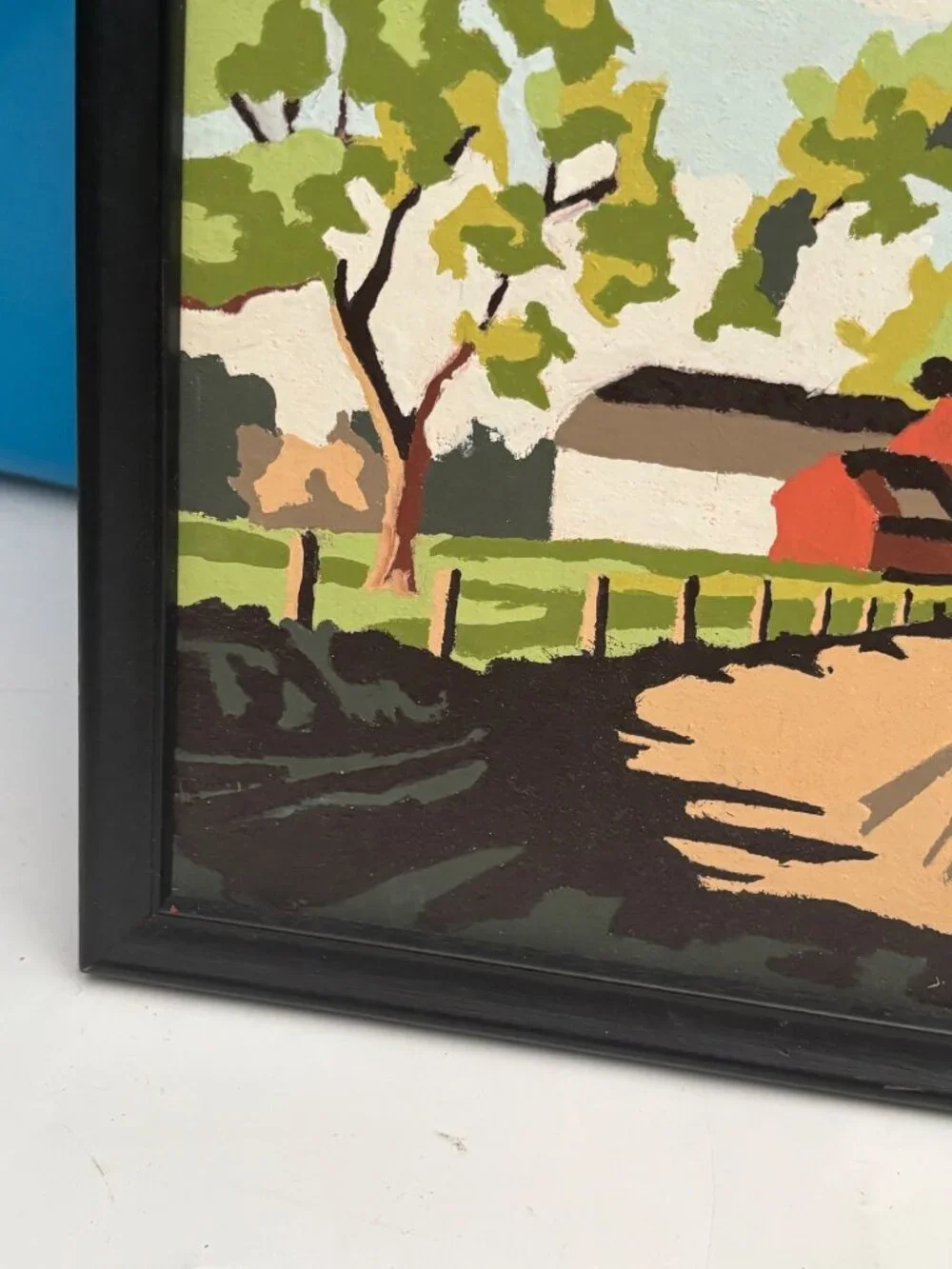 2 Vintage Paint-By-Numbers Framed Farmhouse Landscape Art Pair 9